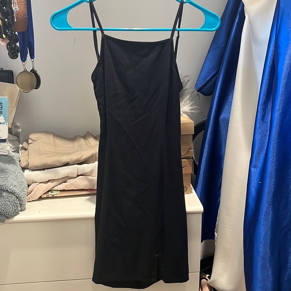 black slit dress